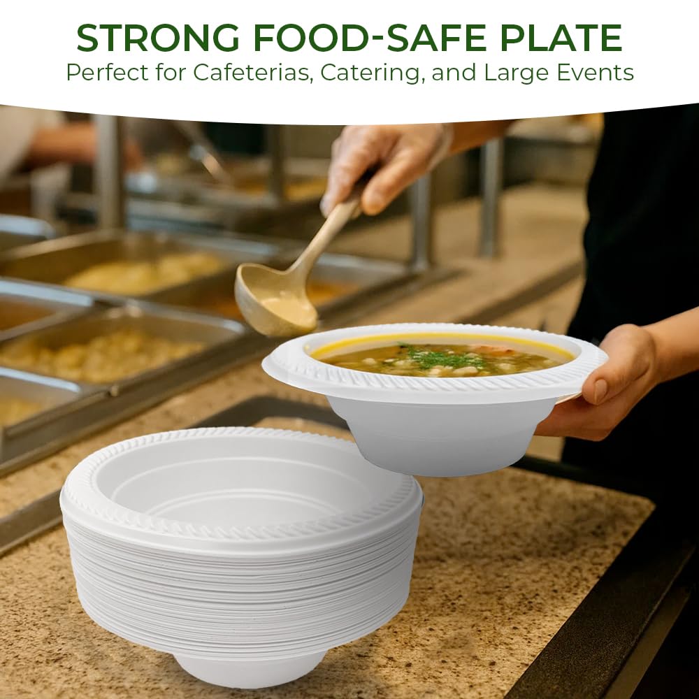 Betta 12 Oz Disposable Plastic Soup Bowls, White, 800 Count, Bulk Case for Schools, Breakrooms and Cafeteria, Microwave Safe (8 Pack Per Box x100)