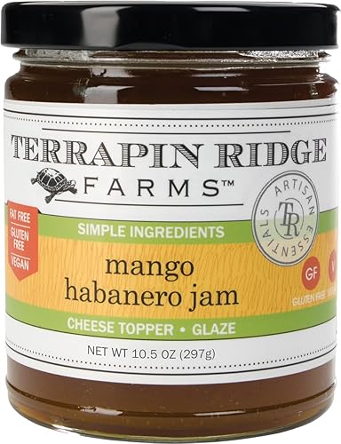 Terrapin Ridge Farms Mango Habanero Gourmet Jam - Sweet Mango & Fiery Habanero Blend - Perfect as a Glaze for Meats, Appetizers, and More - 10.5 oz