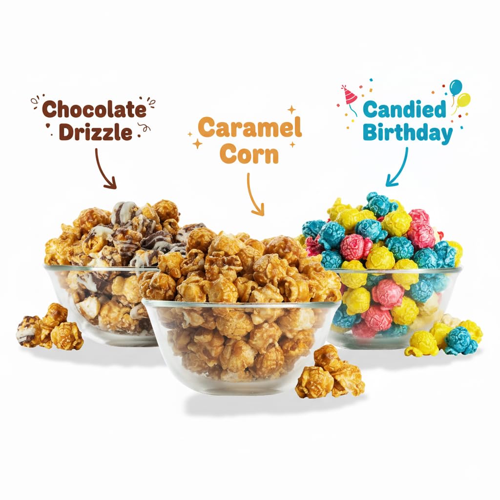 Birthday Popcorn Gift For Men Women Children Tin Assortment Caramel Candied Drizzled Food Gourmet Treats