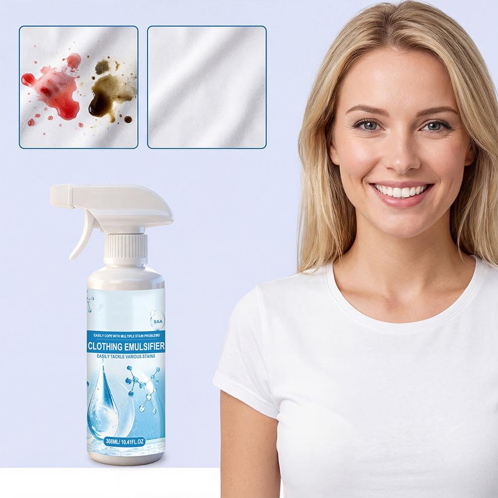 Prndkhn Clothing Emulsifier, Non Ionic Emulsifier Stain Remover, Powerful Stain Remover Clothes Dry Clean Spray for Grease Oil
