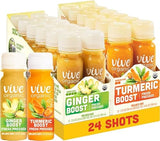 Vive Organic Immune Support Ginger Shot + Turmeric Shot Variety Pack, Cold-Pressed Ginger Root & Turmeric, Gluten Free, Vegan, Immunity Booster, 2 Fl