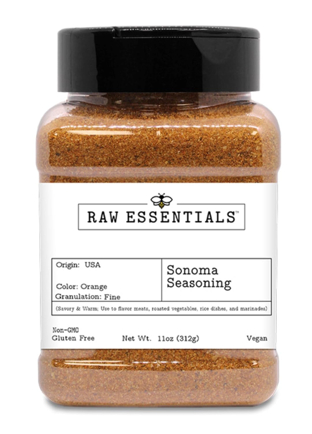 Raw Essentials Sonoma Seasoning - Savory & Warm Blend for Meats, Roasted Vegetables, Casseroles, Rice, and Marinades - Non-GMO, Gluten-Free, Vegan