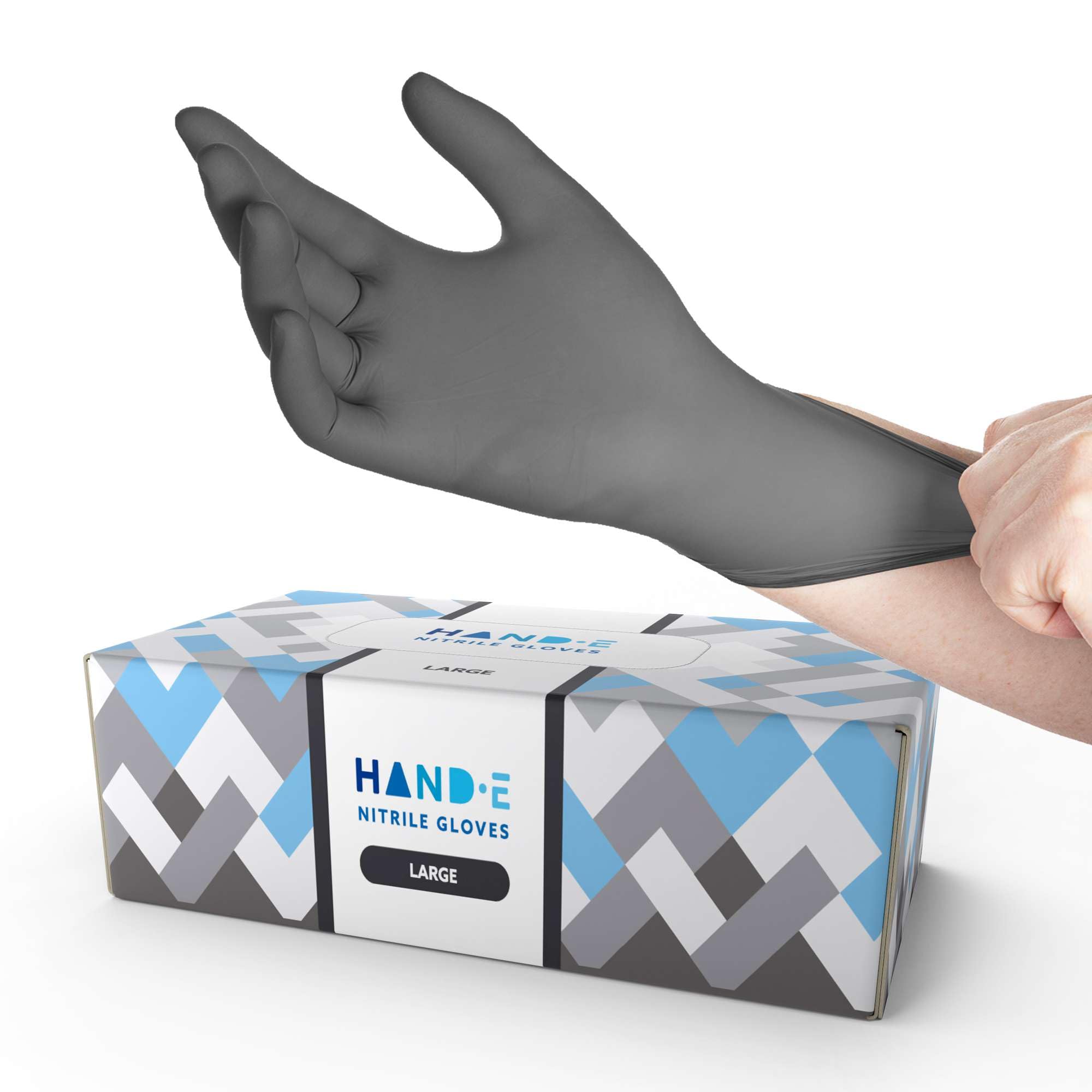 Hand-E Touch Grey Disposable Nitrile Gloves Large 50 Count, Powder and Latex Free Medical Gloves for Exams and Surgical Needs - Food Safe for Cooking