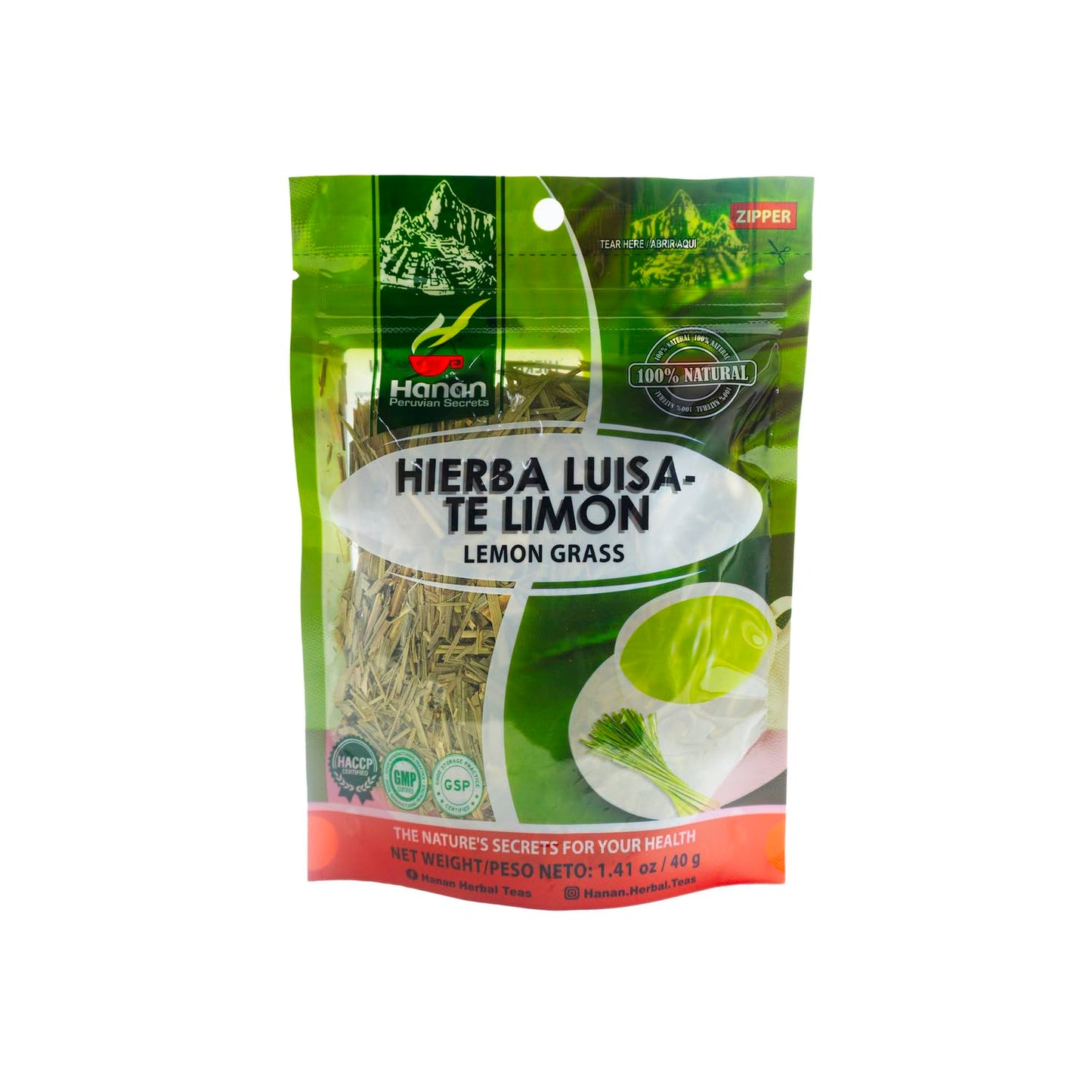 Hanan Hierba Luisa Fresh Lemongrass Tea/Te de Limon Loose Leaf Herbal Tea 1.4 oz (40 g) - Dried Lemon Grass Leaf Herbs & Natural Supplement