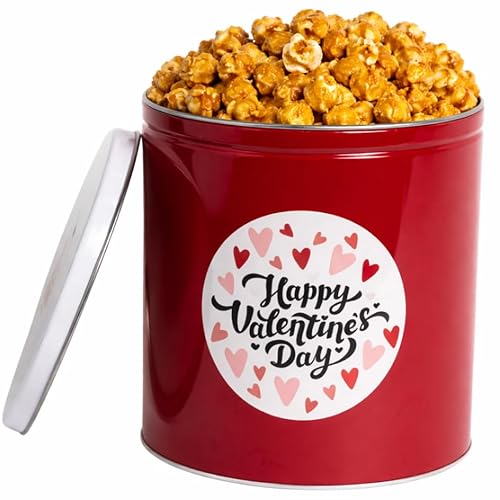 Uncle Myron's Valentine’s Day Gift Popcorn Tin - Caramel Popcorn - 24 oz Caramel Popcorn (Valentine’s Day Gift)