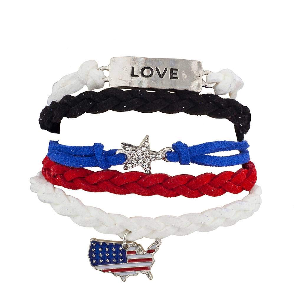 LUX ACCESSORIES 4th of July Independence Day Americana Flag Arm Candy Set (5pc)