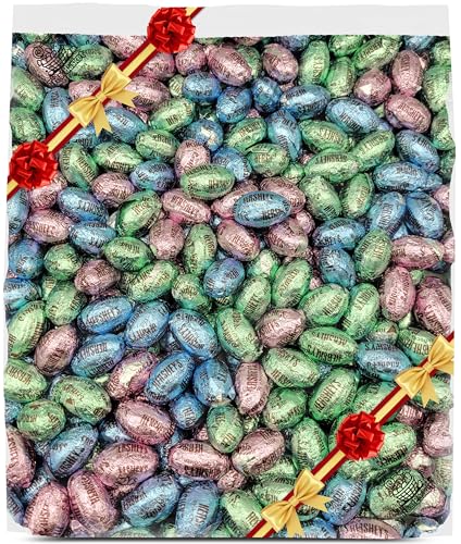 Milk Chocolate Eggs - 1 lb Bulk Gift Bag - Individually Wrapped Pastel Foil & Candy Coated Spring Treats - Perfect for Easter Baskets