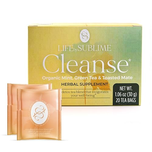 Life by Sublime - Cleanse USDA Organic Mint Green Tea & Yerba Mate, 20 Tea Bags, Naturally Caffeinated Detox Tea, Supports Digestive and Immune