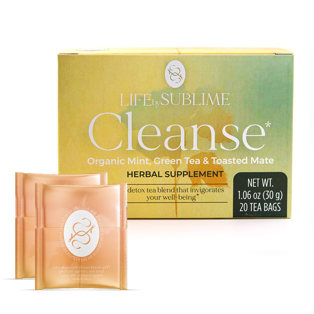 Life by Sublime - Cleanse USDA Organic Mint Green Tea & Yerba Mate, 20 Tea Bags, Naturally Caffeinated Detox Tea, Supports Digestive and Immune
