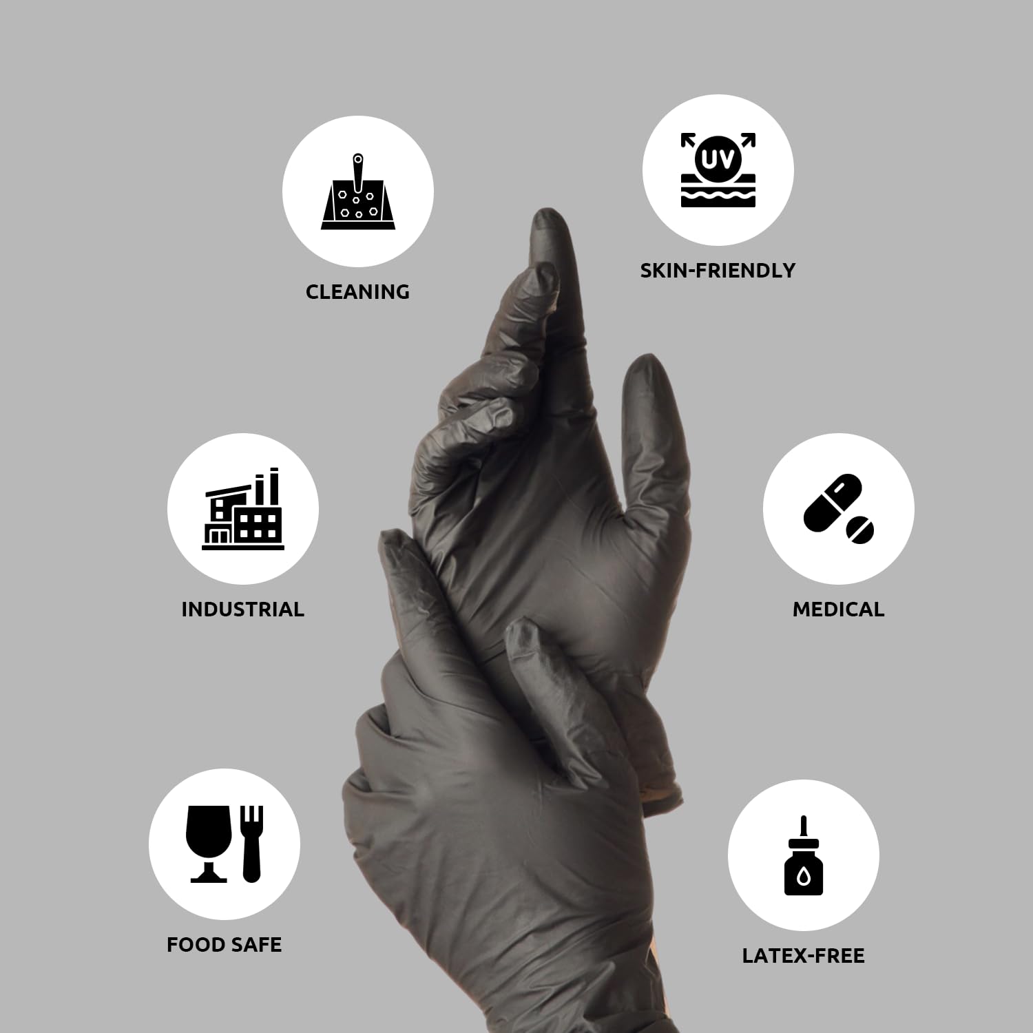 Black Nitrile Disposable Exam Gloves (5 Mil) | Latex?Free, Powder?Free, Food Safe, Medical, Tattoo, Mechanic & Cleaning Use (100 Count/1 Box) MEDIUM