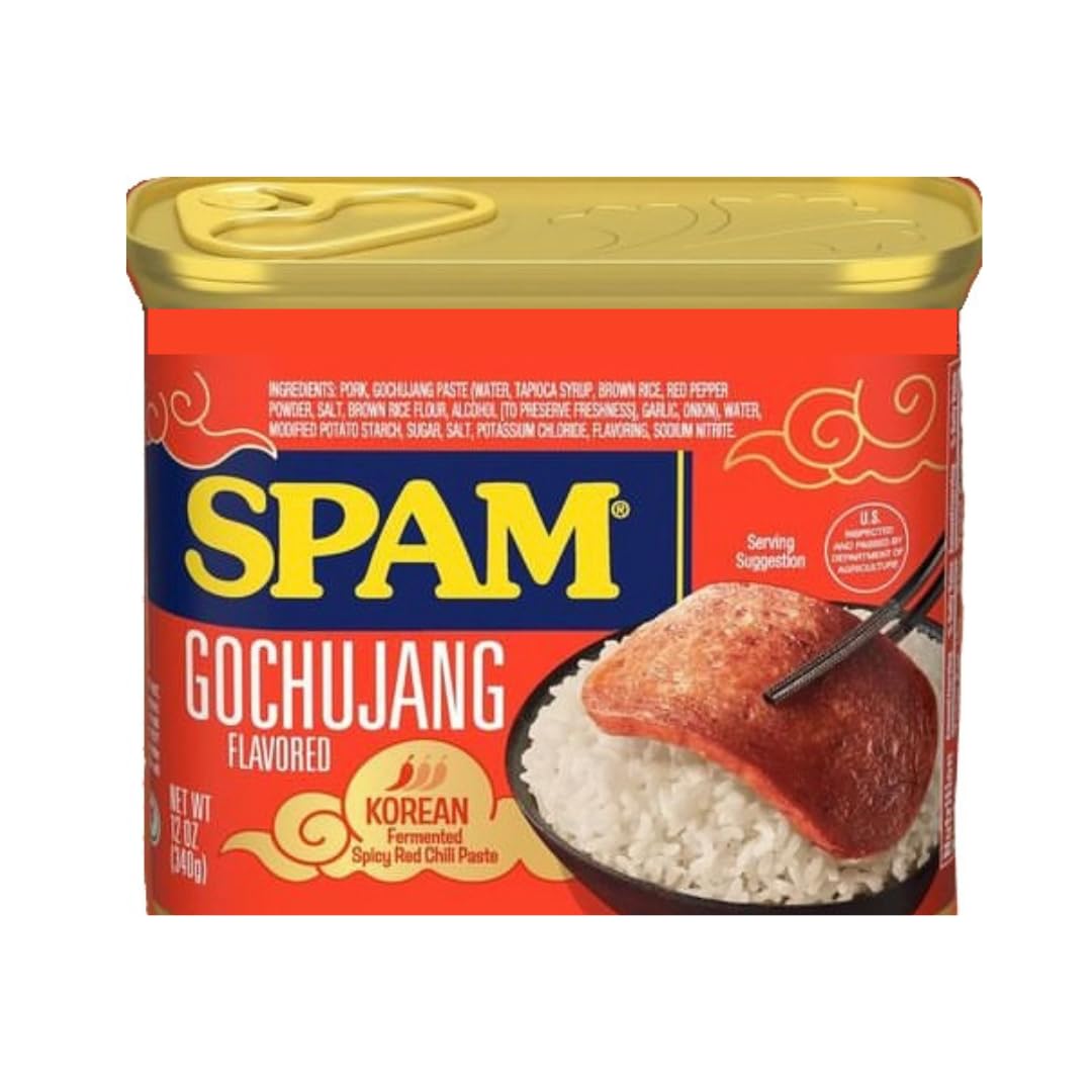 Spam Gochujang Flavored | Pack Of 1 | Korean Fermented Spicy Red Chili Paste | 12 Oz Can | Luncheon Meat | Spam Musubi | Kimbap | Fry, Boil or Grill |