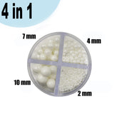 4 in 1 Edible White Pearl Sugar Sprinkles 6 oz, 4 sizes Candy Pearls Ideal for Baking, Cake and Cupcake Toppers, Cookie Decoration, Ice Cream Topping