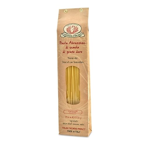 Rustichella d'Abruzzo Capellini - 500g Angel Hair Pasta - Classic Durum Wheat from Italy, Perfect for Soups & Light Sauces, 1 Pack