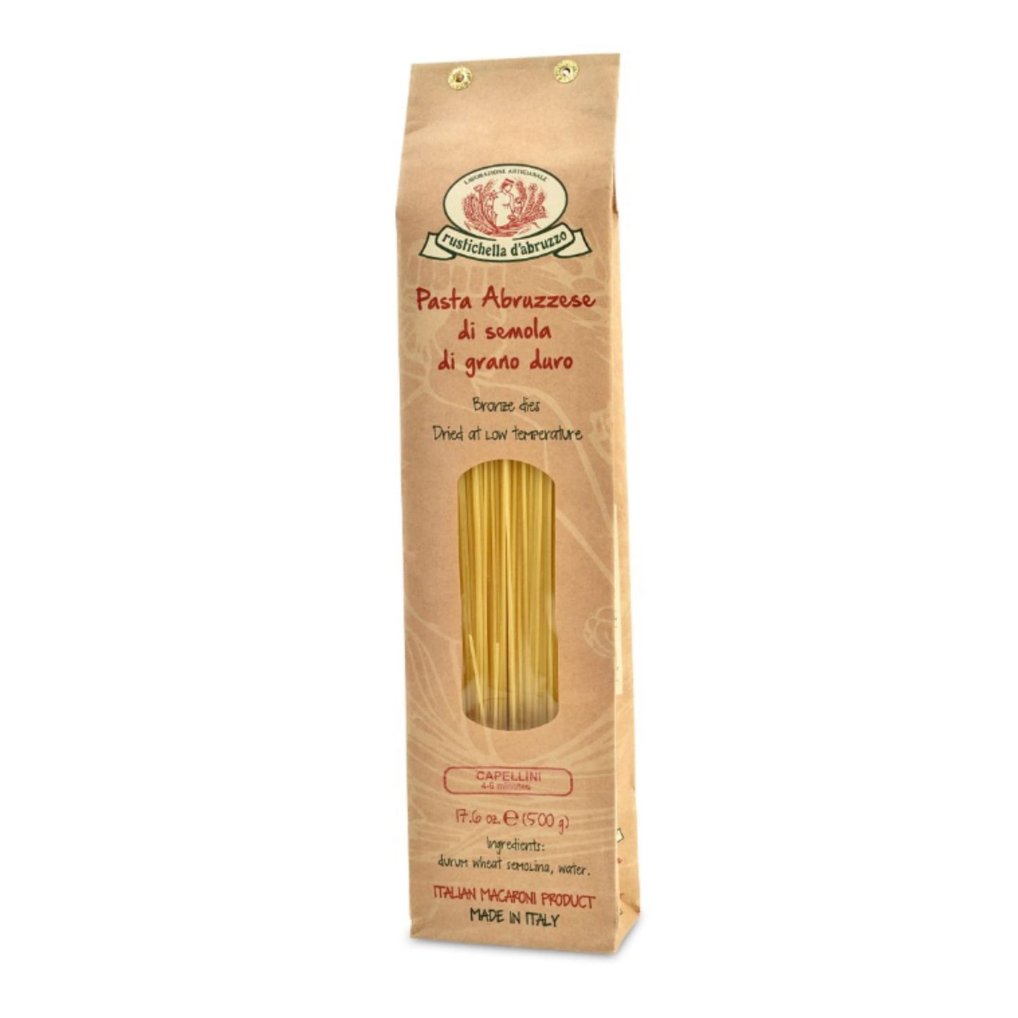 Rustichella d'Abruzzo Capellini - 500g Angel Hair Pasta - Classic Durum Wheat from Italy, Perfect for Soups & Light Sauces, 1 Pack