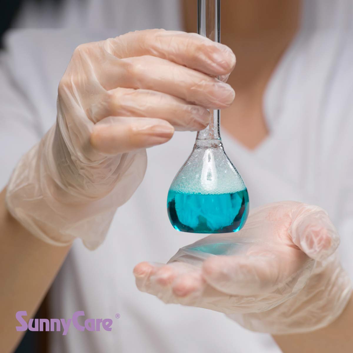 SunnyCare #7602 Vinyl Medical Exam Gloves Powder Free Size: Medium 1000pcs/case ;100pcs/box;10boxes/case