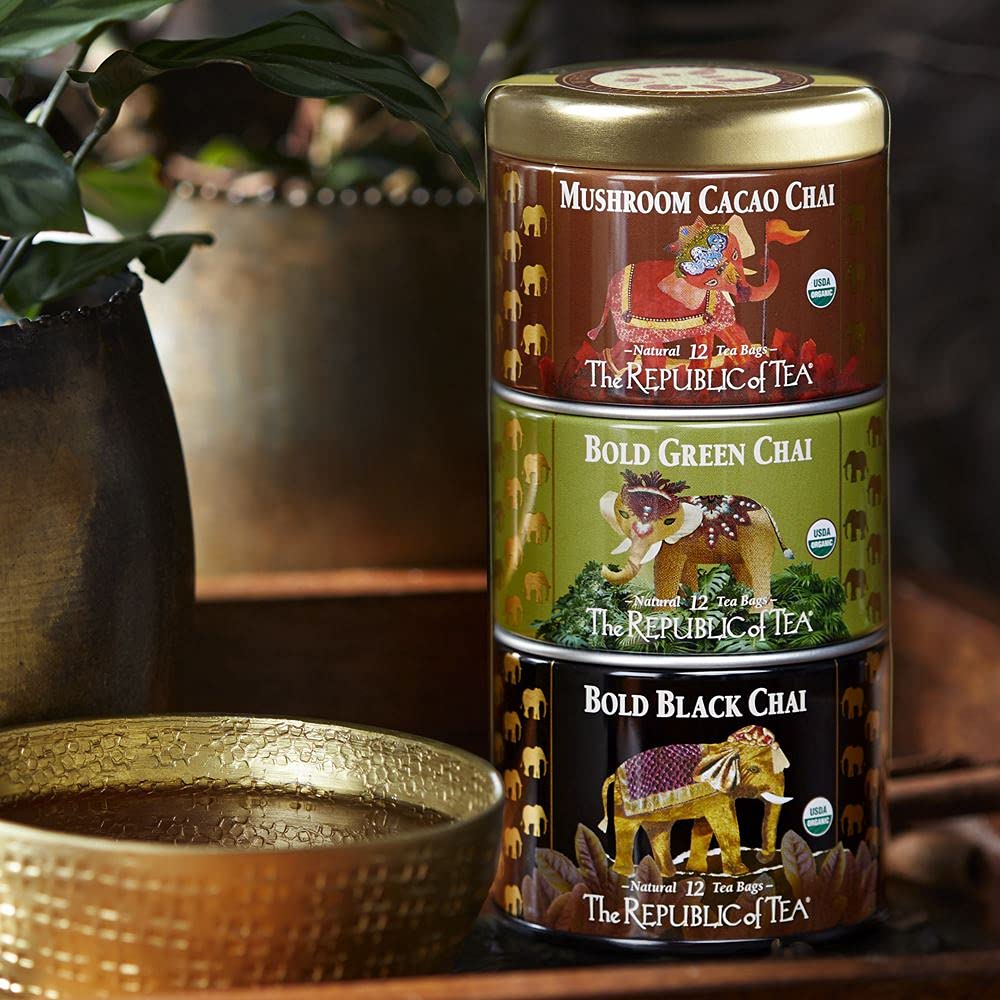 The Republic of Tea: Chai Stackable Tin Black Tea, 36 Tea Bags