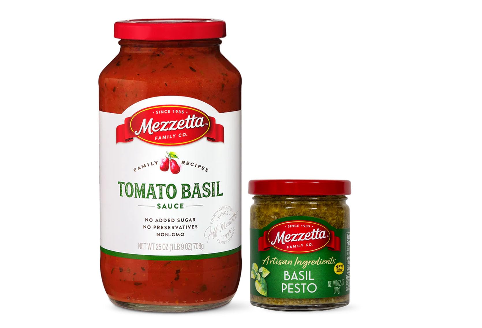 Mezzetta Basil Variety Pack - Combo Pack with Tomato Sauce - Basil Pesto - Marinara Sauce - Authentic Italian Flavor for Pasta & More - Pack of 2