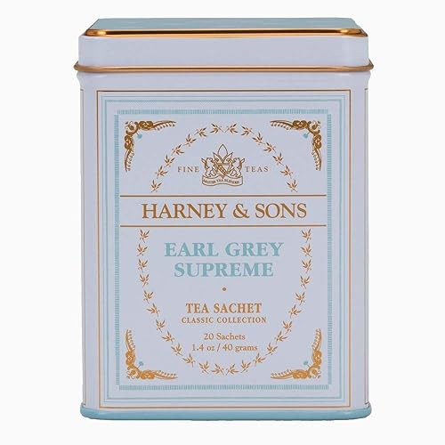HARNEY & SONS, TEA, EARL GREY SUPREME TIN, Pack of 4, Size 20 CT - No Artificial Ingredients