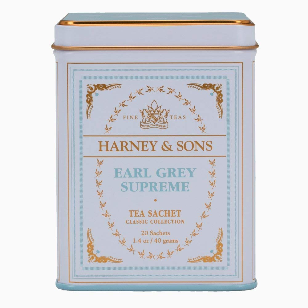 HARNEY & SONS, TEA, EARL GREY SUPREME TIN, Pack of 4, Size 20 CT - No Artificial Ingredients