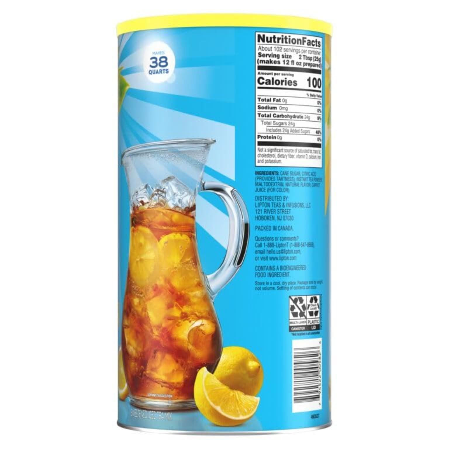 Lipton Sweetened Iced Tea Mix (Pack of 2) 38 Quarts Each
