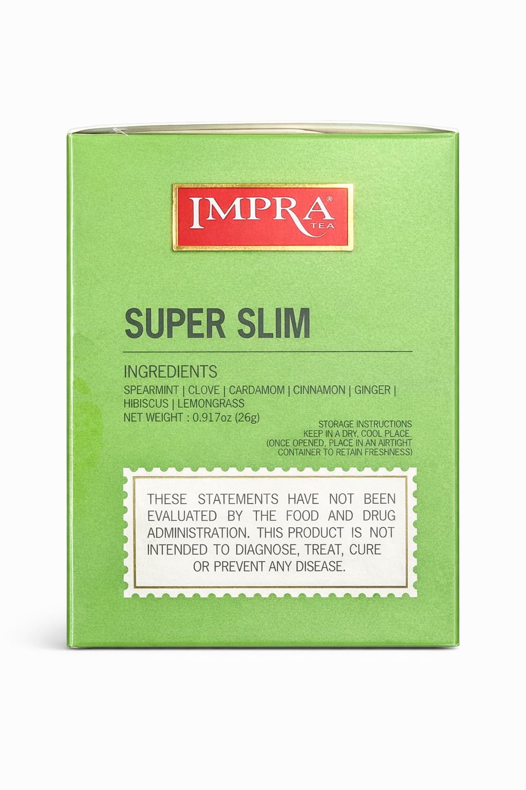 Impra Super Slim Herbal Infusion - 20 Enveloped Tea Bags - Hibiscus & Spices with Ginger, Cinnamon & Lemongrass - 0.91oz (26g)