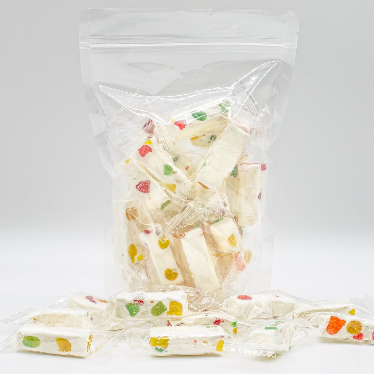 JUJUBE NOUGAT Candy 1 lb - with Jelly Fruit Pieces, Anti Melt Pack, Individually Wrapped, Gluten Free, Bulk Soft Candies in Resealable Bag
