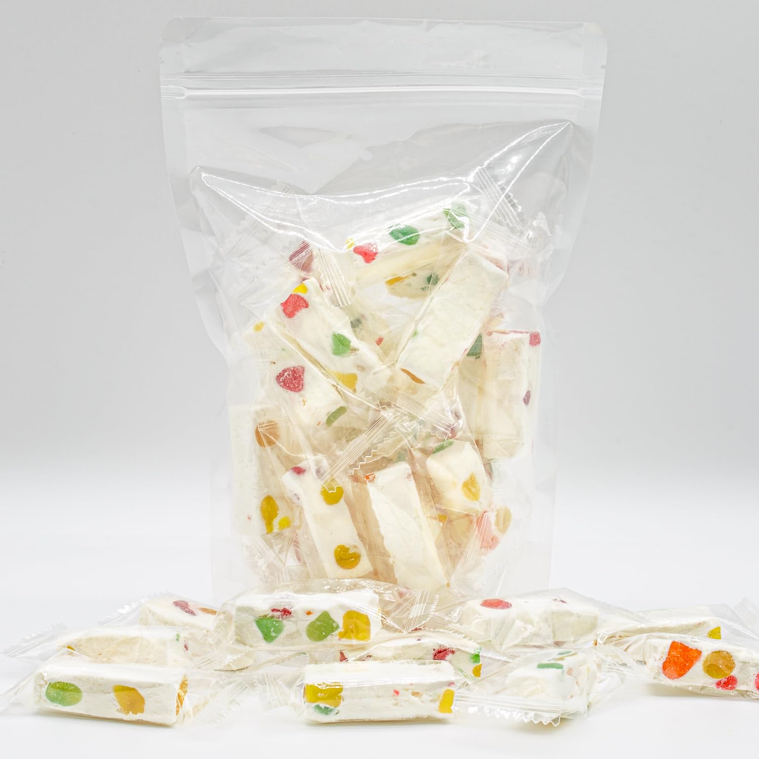 JUJUBE NOUGAT Candy 1 lb - with Jelly Fruit Pieces, Anti Melt Pack, Individually Wrapped, Gluten Free, Bulk Soft Candies in Resealable Bag