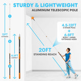 Simpli-Magic 20 Foot High Ceiling Duster Kit with 5-12ft Heavy Duty Extension Pole,High Reach Duster for Cleaning,Microfiber Feather Duster,Cobweb