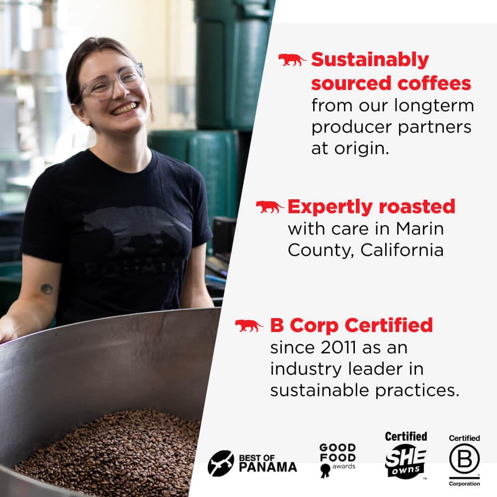Equator Coffees, Jaguar Espresso, Organic Whole Bean Coffee, Dark Roast, Fresh Roasted, Hazelnut, Chocolate & Apricot Flavor Notes, Sustainable
