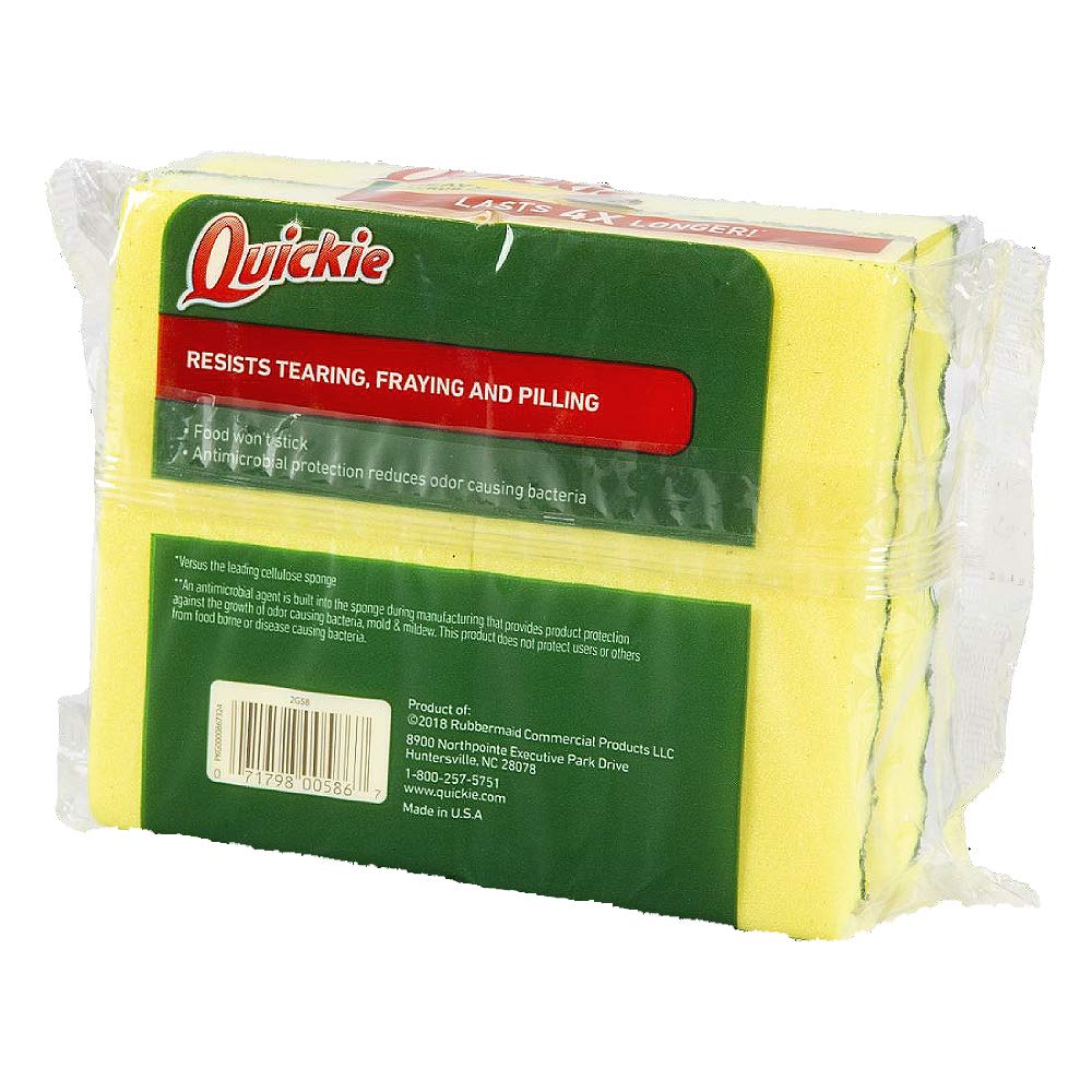Quickie 2052213 Scrubbing Sponge, Pack of 4, Long Lasting, Heavy Duty, Kitchen and Bathroom Scrubbing Sponge