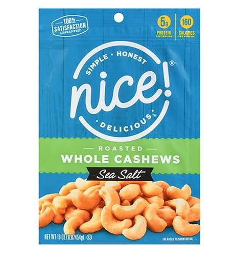 Nice Roasted Whole Cashews Sea Salt 16 oz (pack of 2)