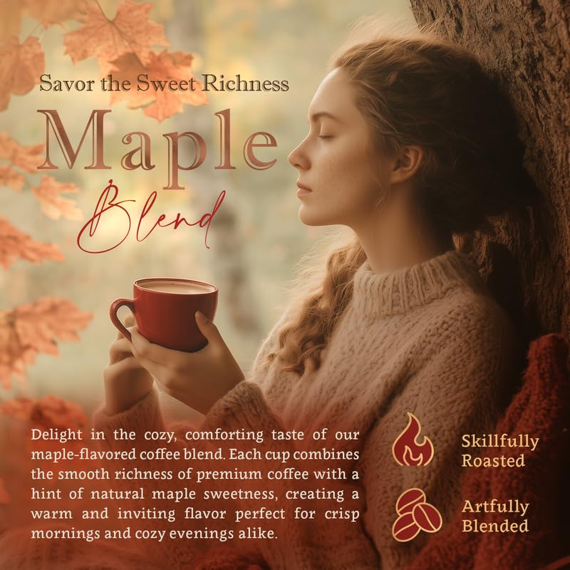 Maple Flavored Whole Bean Coffee, Organic Medium Roast, 100% Arabica, Single Origin Dominican, Naturally Flavored, No Added Sugar, No Artificial