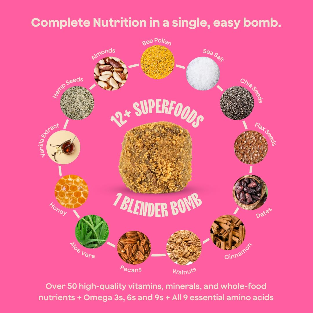 The Bomb Co. Blender Bomb, The OG, Superfood Smoothie Mix with Chia Seeds, Hemp Seeds, Flax Seeds, Sea Salt, & Amino Acids for Gut Health, Gluten