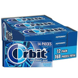 ORBIT Peppermint Sugar Free Gum Individually Wrapped, Bulk Packs of Gum, 12 Packs of 14-Pieces (168 Total Pieces)