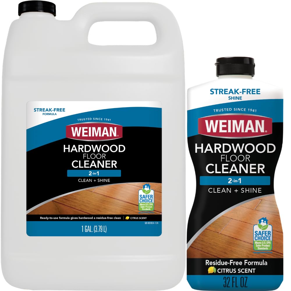 Weiman Hardwood Floor Cleaner Gallon and Refillable Squeeze Bottle - Finished Wood Surfaces