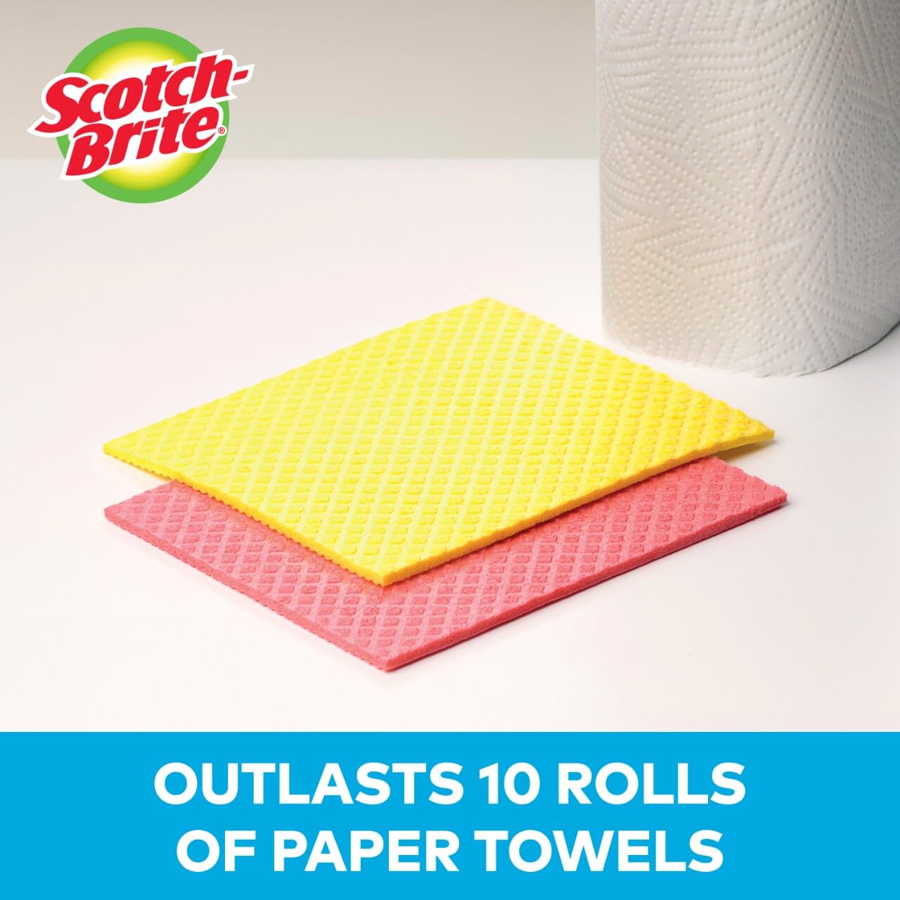 Scotch-Brite Sponge Cloths, Reusable Dish Towel that Absorbs Like a Sponge, Dishwasher-Safe Wipes that are Ideal for Nonstick Cookware, Tile