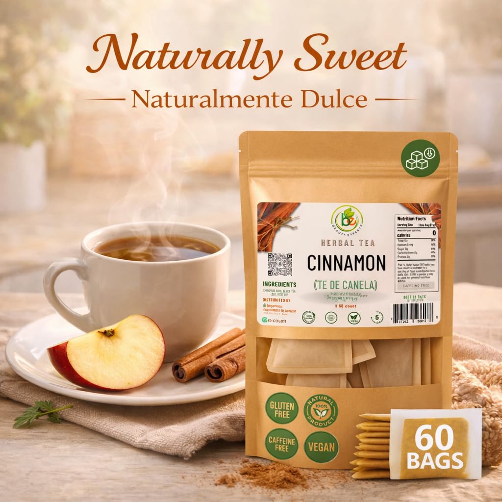 Canela Té (Cinnamon Tea) - 60 Tea Bags - 100% Natural, Vegan, Herbal - Gluten-Free, Non-GMO - by Bexpertsusa