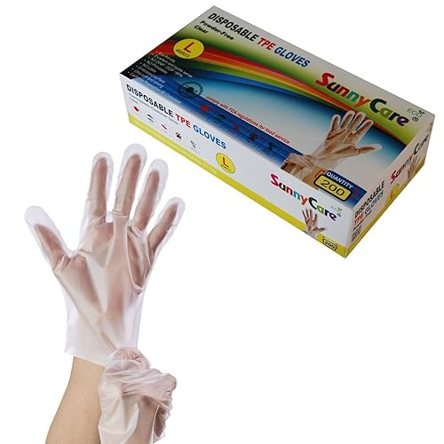 200 PCS SunnyCare 9803 TPE Food Service Gloves, Powder Free (Non Nitrile Vinyl Latex) Large