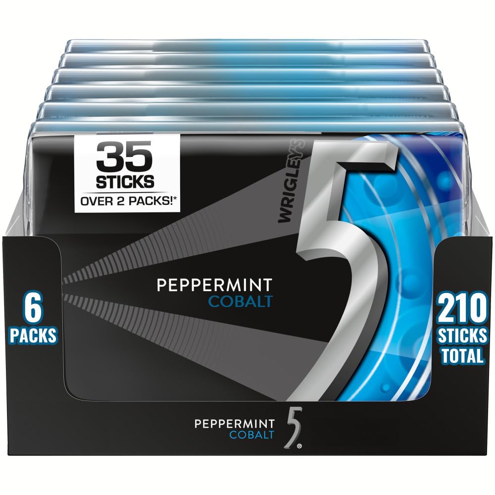 5 GUM Peppermint Cobalt Sugar Free Chewing Gum Refreshing Cooling Minty Flavor Five Gum, 35 Stick (6 Pack)