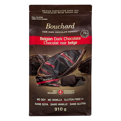Bouchard Premium Belgian Dark Chocolate with 72% Cacao | Individually Wrapped Pieces (2 LB) (CAN)