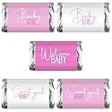 60 Modern Baby Shower Pink Miniatures Candy Bar Wrapper, Baby Shower Miniatures Candy Bar Stickers Decorations, Sprinkle Celebration, Party Supplies