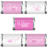 60 Modern Baby Shower Pink Miniatures Candy Bar Wrapper, Baby Shower Miniatures Candy Bar Stickers Decorations, Sprinkle Celebration, Party Supplies
