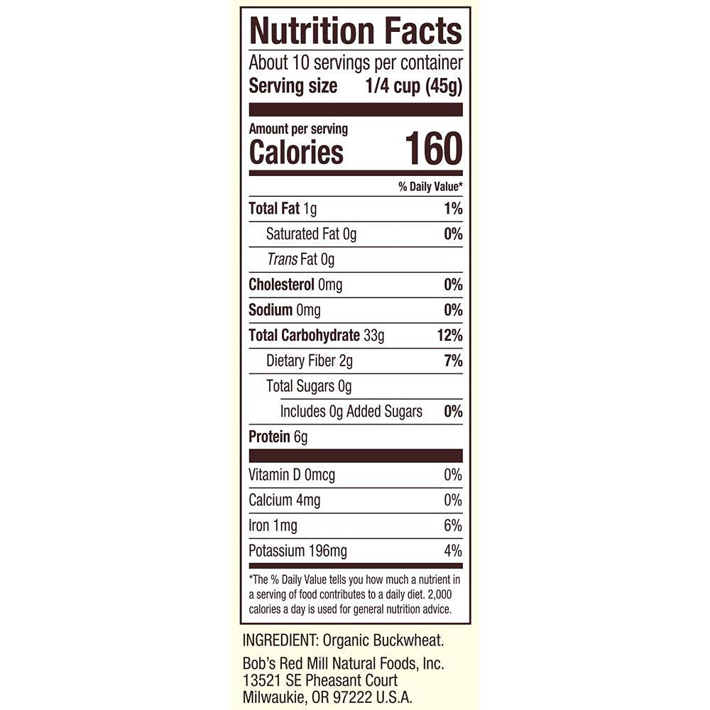 Bob's Red Mill Organic Whole Grain Raw Buckwheat Groats, 16 oz, 2 pk