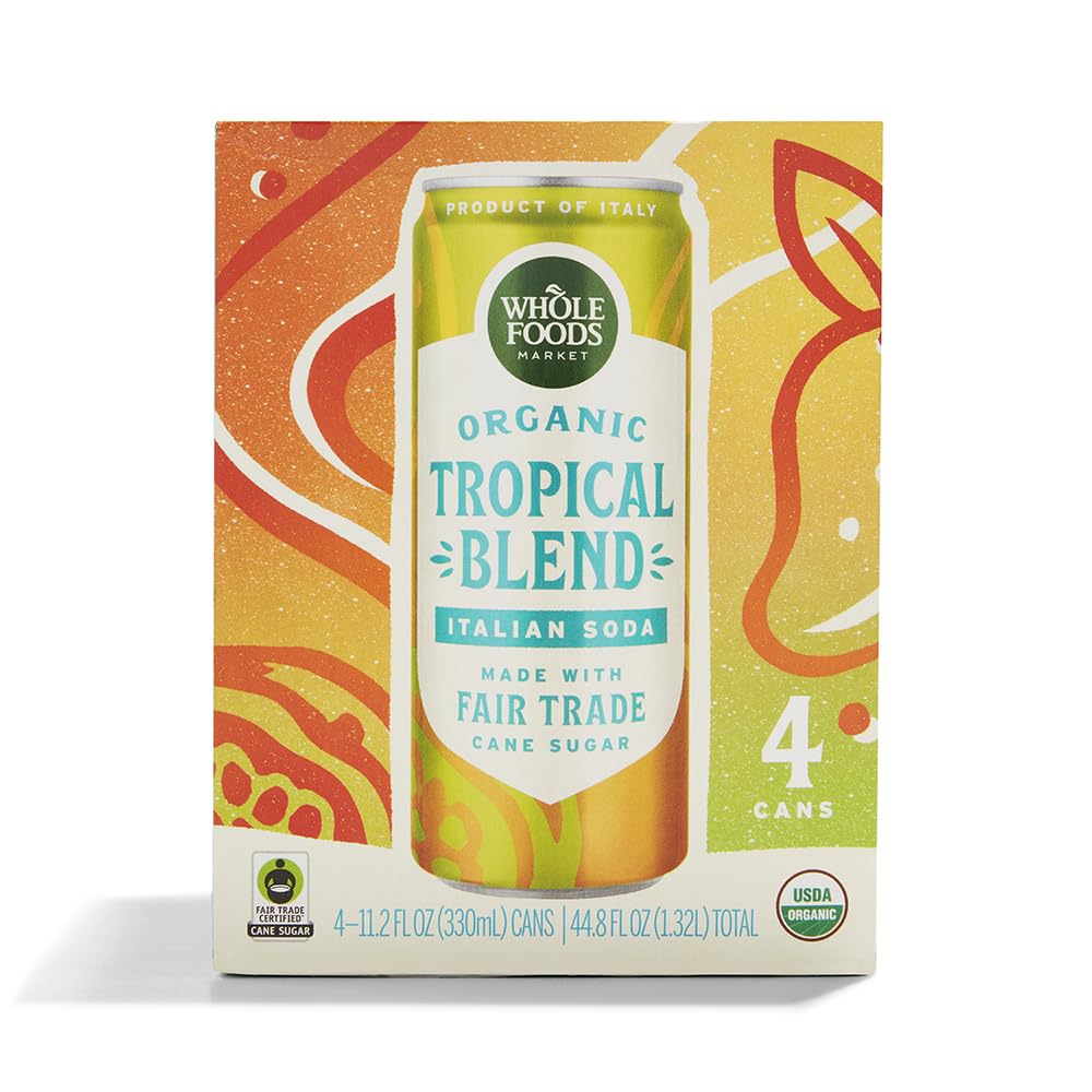 Whole Foods Market Organic Tropical Blend Italian Soda, 11.2 Fl Oz, 4 Pack