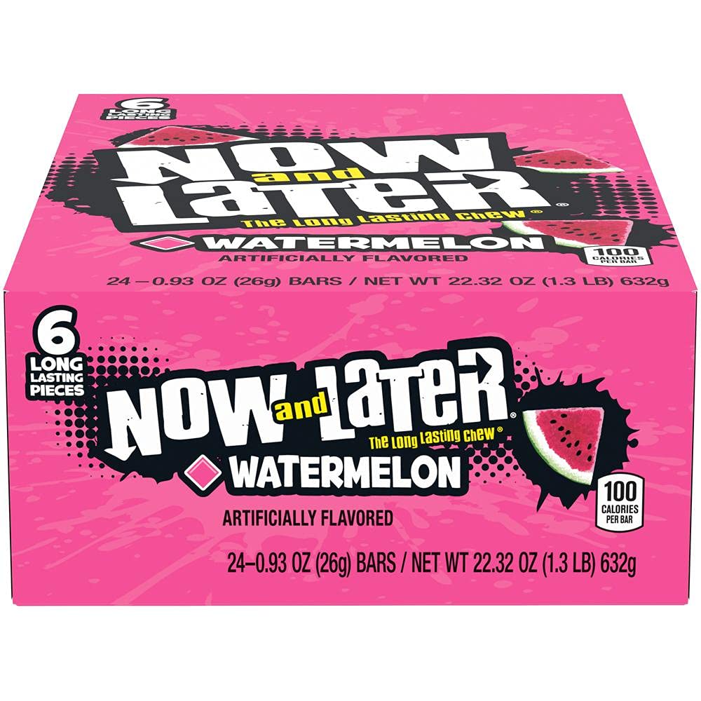 Now and Later Watermelon Candy 6 Pack - Case of 24