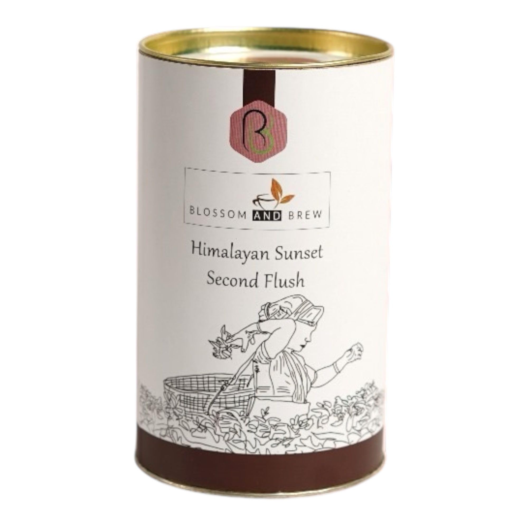 Blossom & Brew Himalayan Sunset Second Flush Darjeeling Black Tea (1.76oz/25 Cups) - Bold Indian Loose Leaf Chai with Rich Harvest Flavor & Muscatel
