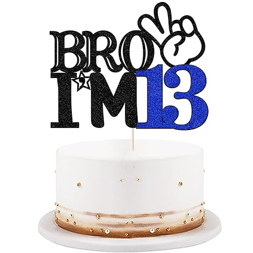 Bro I'm 13 Cake Topper- 13th Birthday Cake Picks, Officially Teenager Cake Topper, Boy 13th Birthday Cake Decorations - 13 Years Old - Big Brother