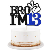 Bro I'm 13 Cake Topper- 13th Birthday Cake Picks, Officially Teenager Cake Topper, Boy 13th Birthday Cake Decorations - 13 Years Old - Big Brother
