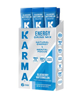 Karma Energy Hydration Packets - 6 Pack, Blueberry Watermelon Drink Mix with Cognizin® Nootropics, Vitamins & Immune Support, Low Calorie