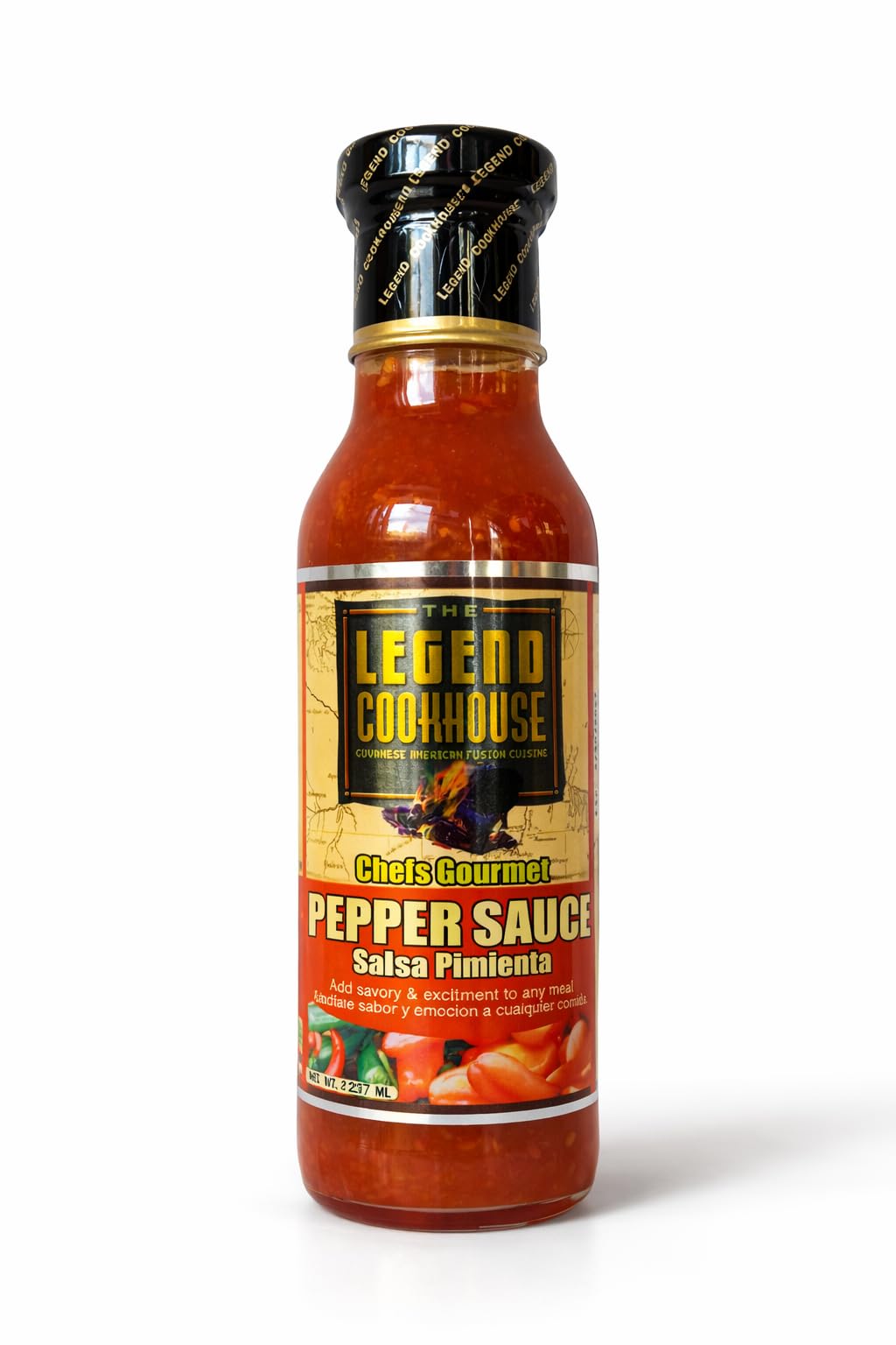 Legend Cookhouse Chefs Gourmet Pepper Sauce | Caribbean Habanero Hot Sauce | Tangy Island Style Pepper Sauce for Seafood, Wings, BBQ and Marinades | 8